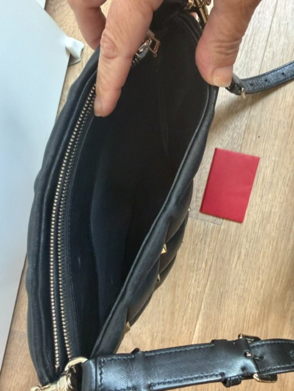 Authentic Valentino Black Leather Gold Rockstud Candystud Crossbody Bag Clutch - Picture 11 of 12